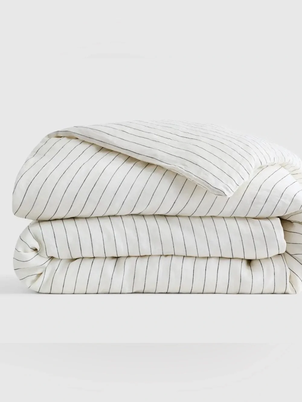 NWOT Quince European Linen Stripe 2 Pc Duvet Cover Set, Twin (Pencil Stripe)